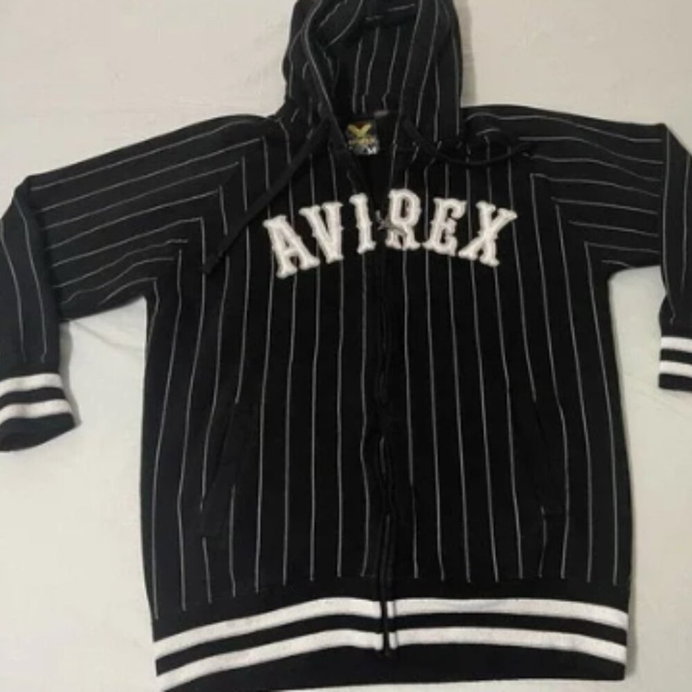Vintage 90s AVIREX Embroidered Logo Zip Hoodie SIZE‎ M Y2K